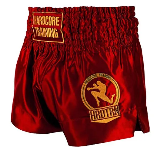 Hardcore Training Classic Muay Thai Pantaloncini Uomo Fight Shorts Nero Bianco Rosso Blu C...