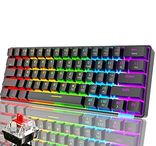 Tastiera da gioco RGB cablata, tastiera ricaricabile con cavo di tipo C, tastiera meccanic...