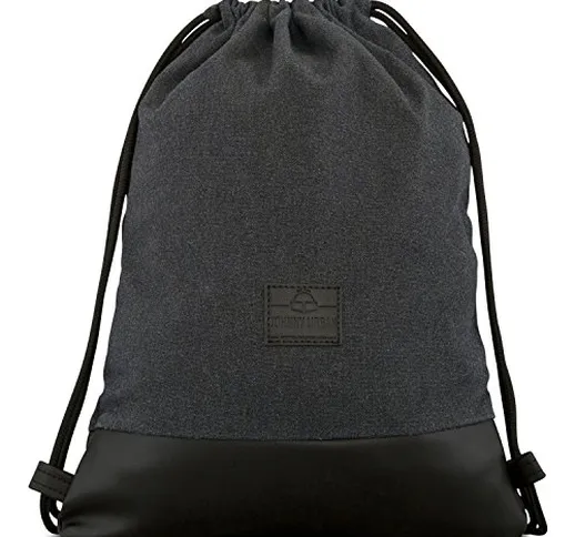 Johnny Urban Zaino Sacca Nero/Antracite Luke Borsa a Sacco in Cotone con Chiusura a Cordon...