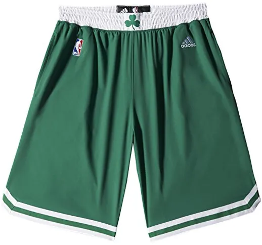 adidas Woven NBA Team Short da Uomo, Verde/Bianco (NBA Boston Celtics 5 3He), 2XS