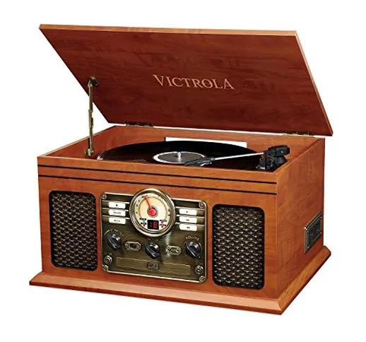 Victrola Classic Vynil Music Centre 6-in-1, Bluetooth, Lettore CD e cassette, Radio FM - M...