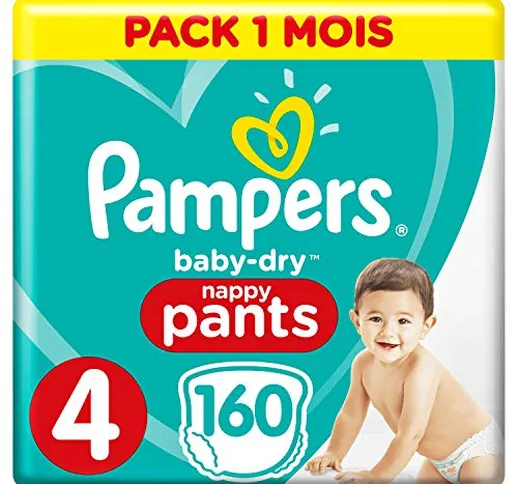 Pampers Baby-Dry Size 4, 160 Nappy Pantaloni, (9-15 kg / 8-14 kg), Easy-On per un massimo...