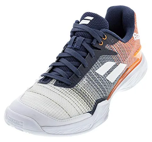 Babolat Jet Mach II Clay Men, Scarpe da Tennis Uomo, White/Pureed Pumpkin, 40.5 EU