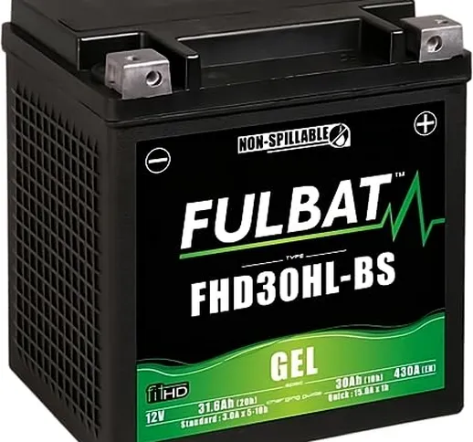 FULBAT - Batteria moto YHD30HL-BS, impermeabile, al gel, 12 V / 30 Ah, speciale Harley