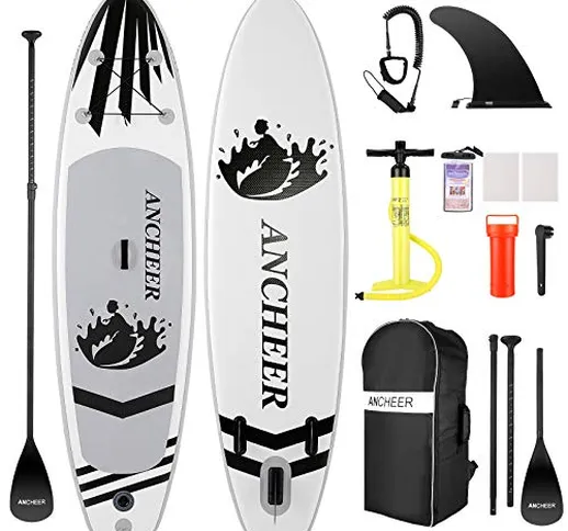 ANCHEER Tavola da Surf Stand Up Paddle 305×76×15cm SUP Board Gonfiabile con Accessori,capa...