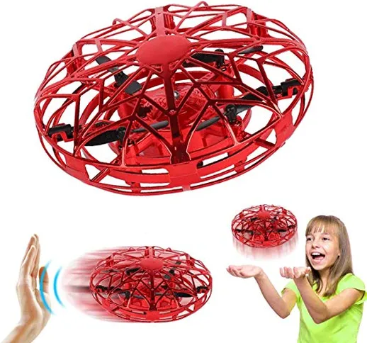 Yesloo Mini Drones,RC Flying Ball Toy Controllato a Mano con Luce a LED e Rotazione di 360...