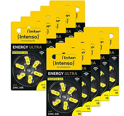Intenso Energy Ultra 7504416MP - 60 batterie per apparecchi acustici, tipo 10, 10 blister...