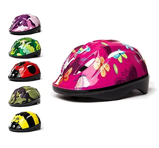 3StyleScooters® SafetyMAX® Casco da Bici per Bambini - 6 Fantasie Diverse - Perfetto per B...