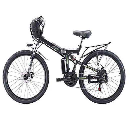 HSTD Mountain Bike Elettrica - Bicicletta Elettrica Pieghevole, Freni A Doppio Disco, Batt...