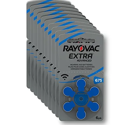 Rayovac Extra Advanced Batterie Acustiche Zinco Aria, Formato 675 Value Pack da 60 Batteri...