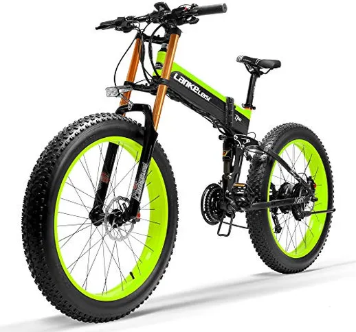 LANKELEISI T750Plus New Bike elettrica, 5 Livelli di Assistenza al Pedale sensore, Snow Bi...