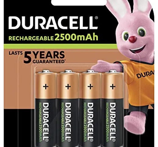 DURACELL Confezione 4 Batterie AA Ricaricabili Duracell Precharged