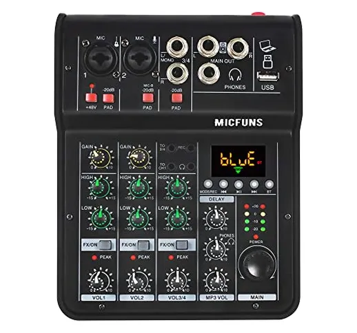 Audio Mixer M4 Canali 48V Studio Karaoke Protable BLuetooth Live DJ Console