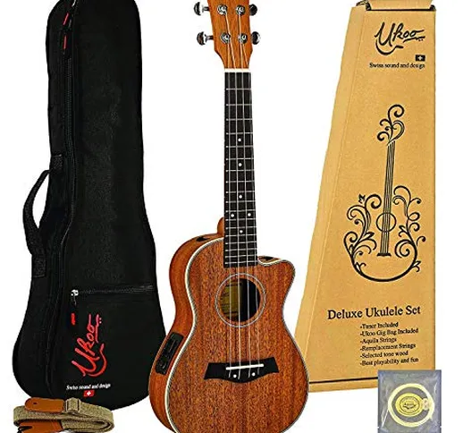 Ukoo - Ukulele da concerto da 24", in mogano, con EQ MA 24/310 C-EQ di Ukoo Schweiz, acust...