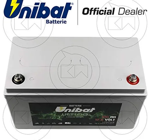 Unibat ULT100 Batteria al litio 12V 342x173x212 WH equivalente (12,8V/100Ah)