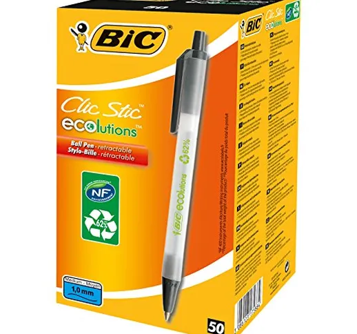 BIC Clic Stic Nero Clip-on retractable ballpoint pen Medio