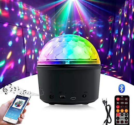 Homealexa Luci Distoteca LED Palla da Discoteca Luci da Palco con Altoparlante Bluetooth T...