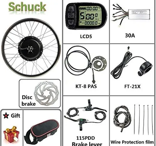 Schuck 48V 1000W 20"/ 24" / 26"/27,5" / 28"/29 ''/ 700C Kit di conversione Bici elettrica...