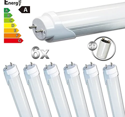 LEDVero 6x SMD Tubo/tubo LED fluorescente T8 G13 -Cover bianco opaco 90 cm, 14 W, 1400lume...