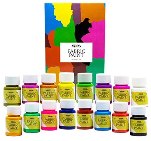 Colori per Tessuti e Vestiti Permanenti Nazca Colors – Set 16 Colori x 30 ml – Pittura Acr...