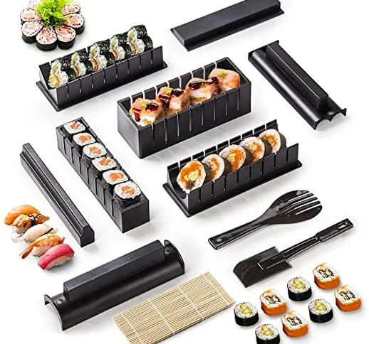 Virklyee Sushi Maker Set 11PCS DIY Sushi Set Sushi Making Tools Principianti Facile 8 form...