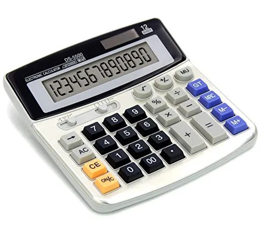 OFFIDIX Calcolatrice da tavolo desktop, calcolatore elettronico a doppia alimentazione a e...