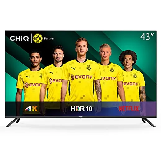 CHiQ U43H7L UHD 4K Smart TV, 43 Inch (108cm), HDR10 / hlg, WiFi, Bluetooth, Prime Video, N...