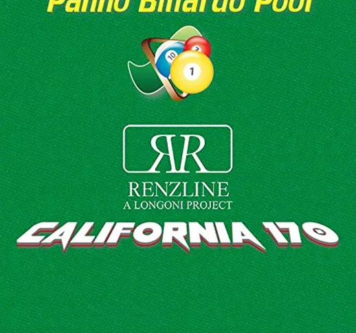 Panno Biliardo Pool Renzi Line by Longoni California cm.200x170, Verde. Copertura Piano e...