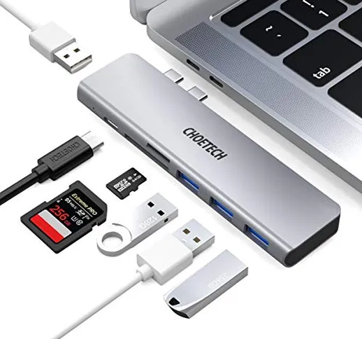 CHOETECH Hub USB C MacBook Pro Adattatore, 7 in 2 HUB 5K@60Hz con Thunderbolt 3 PD 100W, 3...