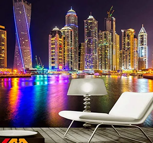 LONGYUCHEN Foto 3D Personalizzata Dubai Night View Wall Building City Murale Carta Da Para...