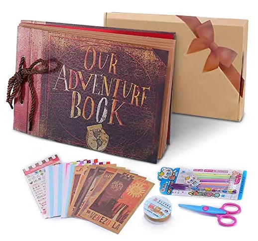 Album Fotografico Fai da Te, Our Adventure Book Scrapbook DIY(19x30cm, 80 Pagine) con Penn...