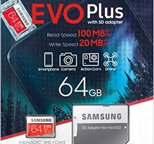 Scheda di memoria Samsung Evo Plus 64 GB microSD SDXC classe 10 Nuovo (2020) Modello fino...