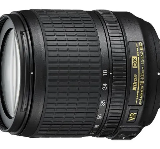 Nikon Nikkor Obiettivo AF-S DX 18-105 mm, f/3.5-5.6G ED VR, Nero [Versione EU]