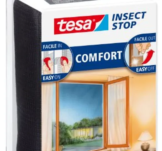 Tesa 55343 Insect Stop Attacca & Stacca Comfort per Finestre-Rete per Zanzariere con Nastr...