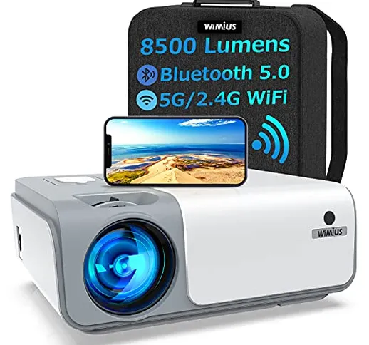 Proiettore WiFi Bluetooth 5G, WiMiUS Proiettore 8500 Lumen 1080P Nativo Full HD, Videoproi...