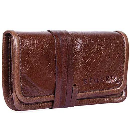 STILORD 'Flavio' Porta tabacco in vera pelle Stile vintage Astuccio porta filtri e cartine...