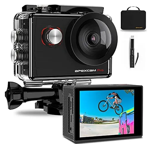Apexcam 4K Action Cam Pro 20MP EIS WIFI Fotocamera Impermeabile 40M Sott'acqua Ultra HD Sp...