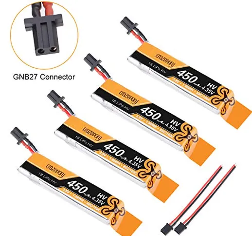 4 pezzi 450mAh HV 1S Batteria Lipo 80C 3.8V LiHV con connettore GNB27 per FPV Tiny Whoop 1...