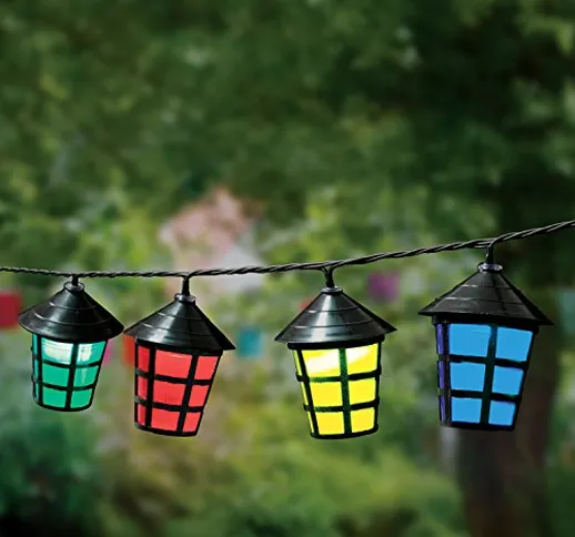 Lanterne Colorate Assortite a Striscia da Giardino Benross GardenKraft 17300 (Pacco da 70)...