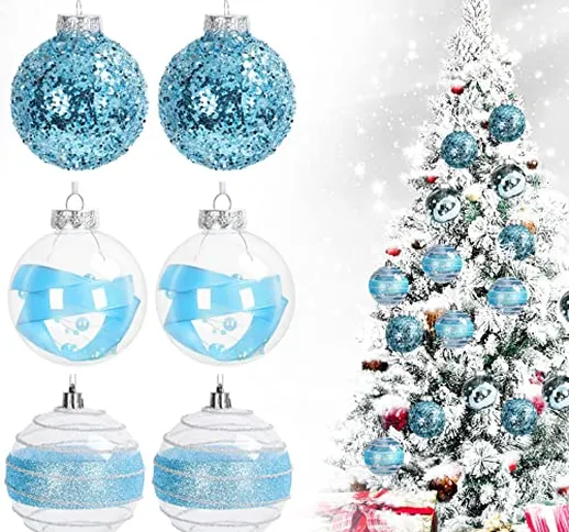 Belle Vous Set da 6 Palline di Natale Blu - Palline di Natale Plastica da 7,8 cm - Decoraz...