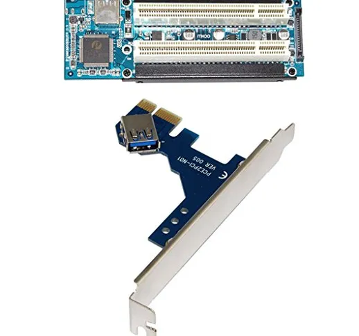 MagiDeal USB 3.0 Adattatore PCI-E Express X1 A Doppia Scheda PCI Riser Extender con Cavo