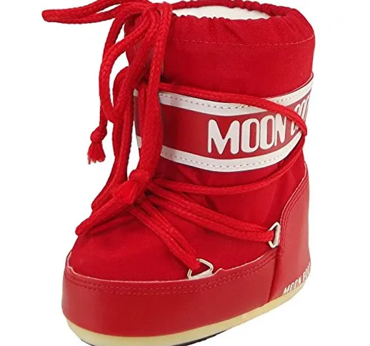 Moon Boot, Moon Boot Mini Nylon, Stivali, Unisex - Bambino, (Rosso 003), 19/22