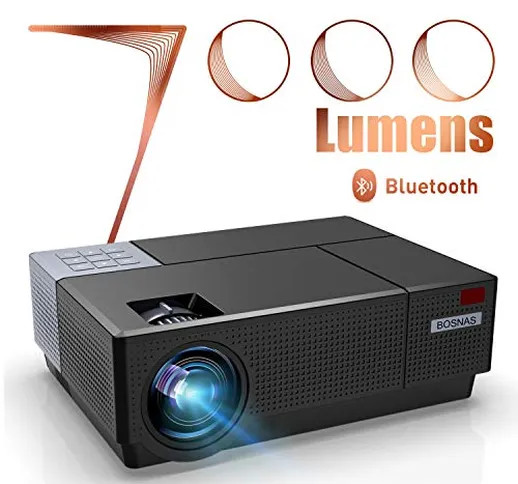 BOSNAS - Proiettore Full HD, 7000 lumen, proiettore LED 1920 x 1080 P, Nativo, supporta 4K...