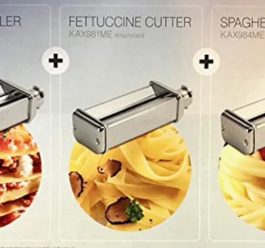 CAREservice Kit 3 Accessori Pasta (Lasagna, Fettuccine, Spaghetti + Adattatore Omaggio) Or...