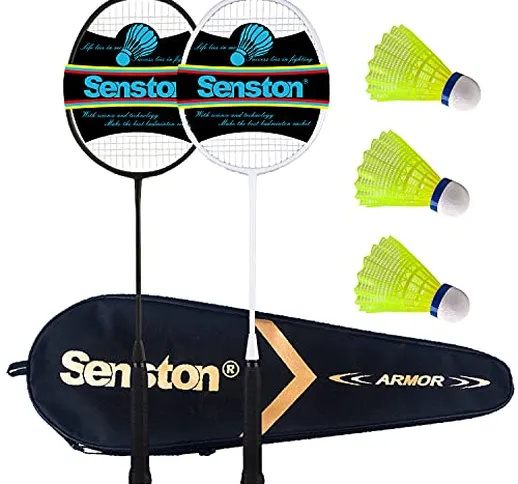 Senston 2 Racchetta da Badminton, con Borsa per Racchette/3 x Piuma Ball - Principianti e...