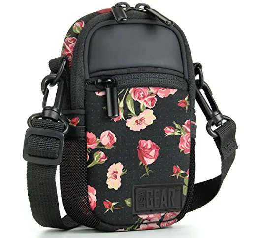 USA Gear Custodia Per Fotocamera Compatta (Floreale) Borsa Fotocamera con Tasche Accessori...