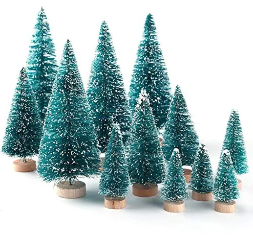 Lulalula - Mini alberi di Natale artificiali, con luci multicolore, da tavolo, per decoraz...