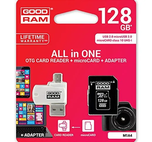 Goodram M1A4-1280R11 128GB MicroSDHC UHS-I Class 10 memory card - memory cards (128 GB, Mi...