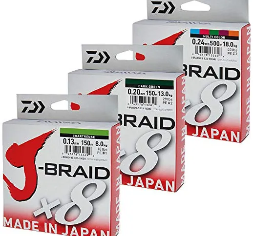 Daiwa J-Braid 8 Braid 150 m chartreuse - Filo da pesca intrecciato