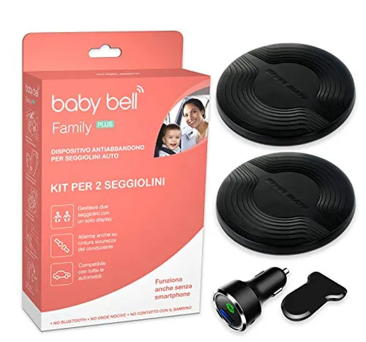 Kit 2 seggiolini | Dispositivo anti abbandono Steelmate Baby Bell Family PLUS | Universale...